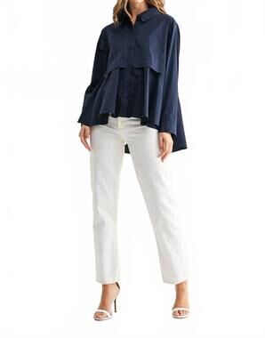 NEW JOH juellette pleated long sleeve top in blue